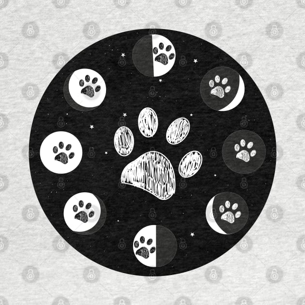 Paw print and moon phases by GULSENGUNEL